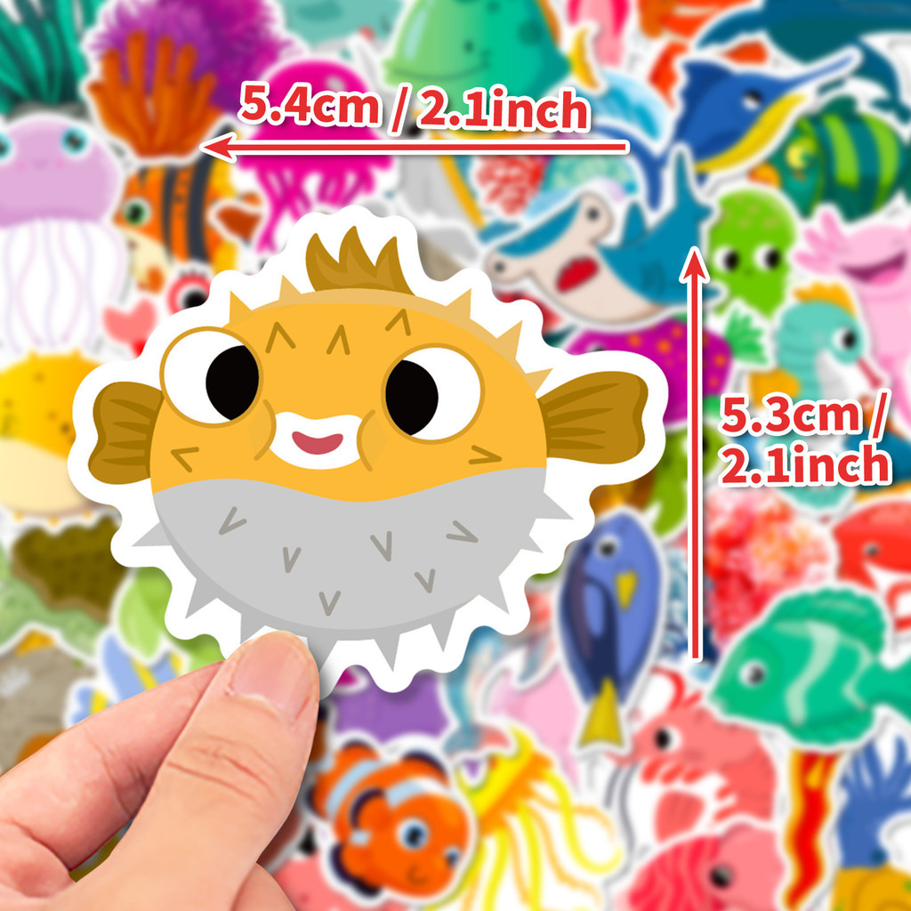50Pcs Marine Life Stickers - C - Marine Aquarium Aquascape 评论和价格