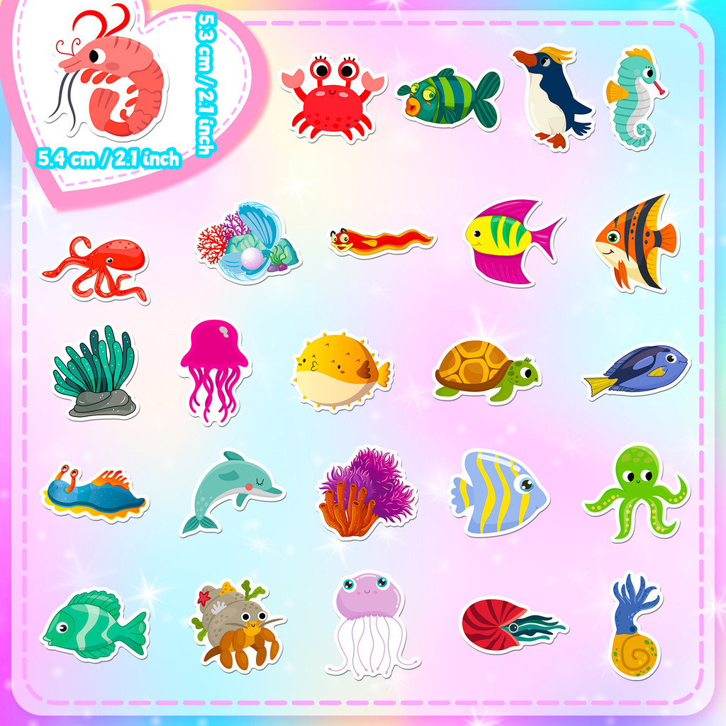50Pcs Marine Life Stickers - C - Marine Aquarium Aquascape 评论和价格